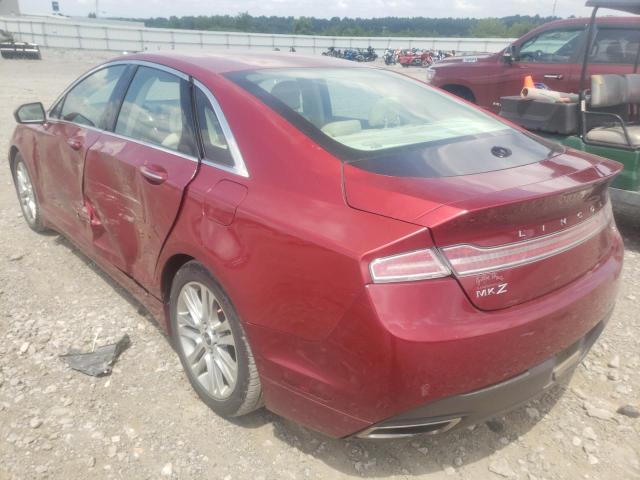 3LN6L2LU9ER806417 - 2014 LINCOLN MKZ HYBRID BURGUNDY photo 3