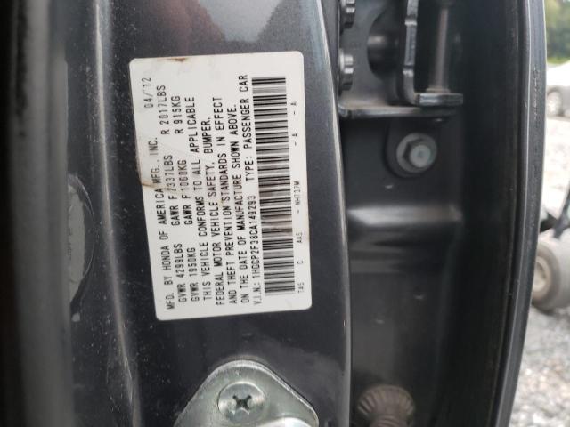 1HGCP2F38CA149293 - 2012 HONDA ACCORD LX GRAY photo 10