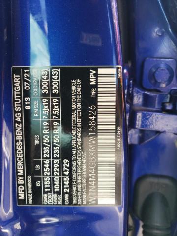 W1N4M4GBXMW158426 - 2021 MERCEDES-BENZ GLB 250 BLUE photo 10