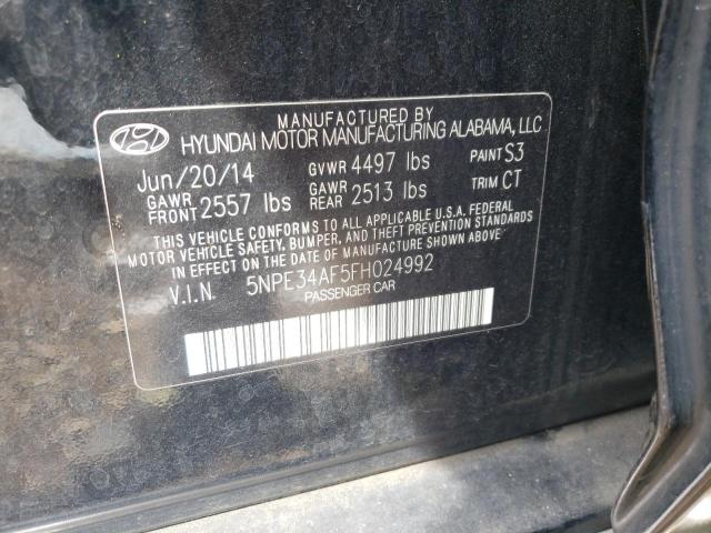 5NPE34AF5FH024992 - 2015 HYUNDAI SONATA SPO BLACK photo 10