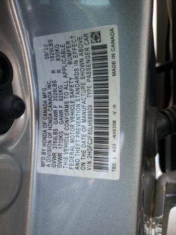 2HGFC2F85LH589929 - 2020 HONDA CIVIC SPOR SILVER photo 10