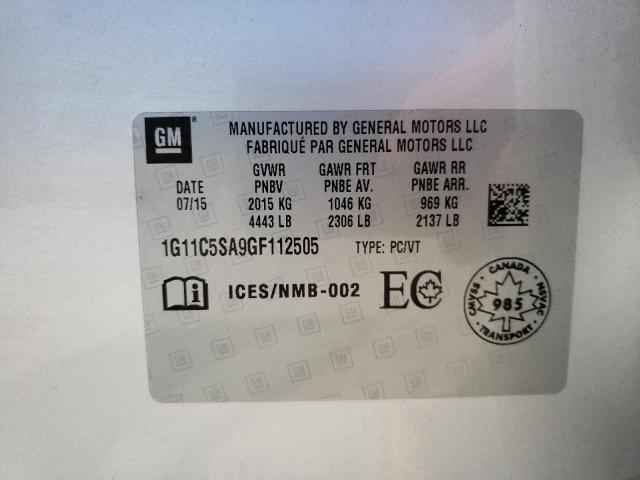 1G11C5SA9GF112505 - 2016 CHEVROLET MALIBU LIM 银色 照片 10