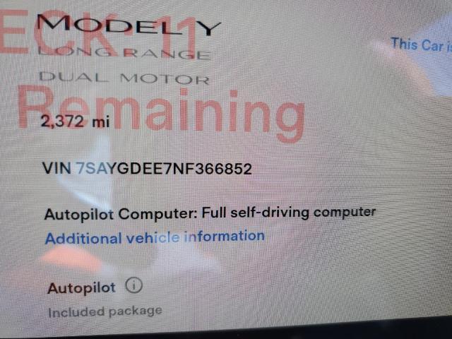 7SAYGDEE7NF366852 - 2022 TESLA MODEL Y Красный фото 8