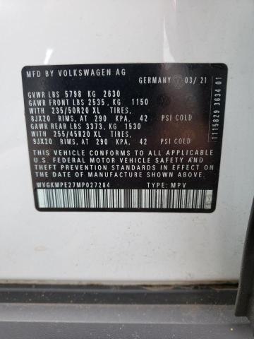 WVGKMPE27MP027284 - 2021 VOLKSWAGEN ID.4 PRO S თეთრი ფოტო 10