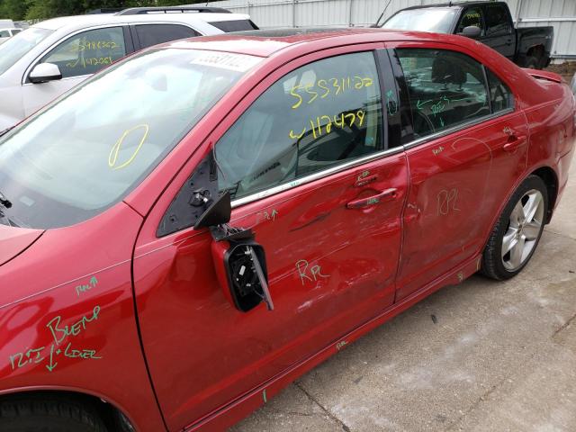 3FAHP0KC8CR434554 - 2012 FORD FUSION SPO RED photo 9