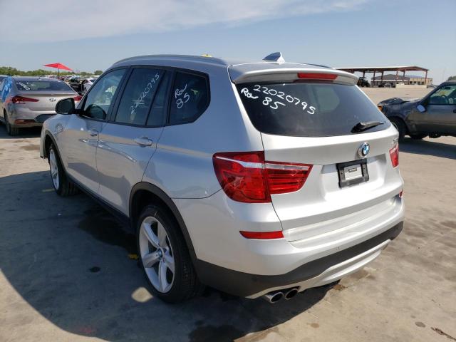 5UXWX9C32H0W74452 - 2017 BMW X3 XDRIVE2 SILVER photo 3