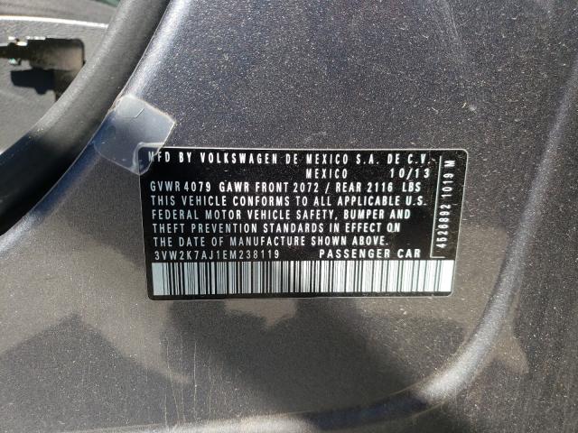 3VW2K7AJ1EM238119 - 2014 VOLKSWAGEN JETTA BASE رمادي صورة 10