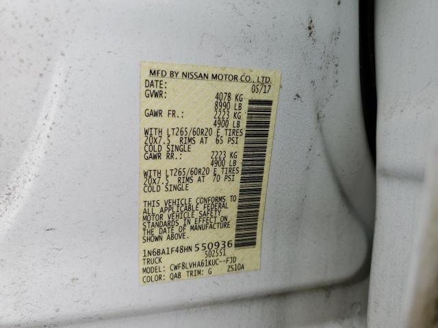 1N6BA1F48HN550936 - 2017 NISSAN TITAN XD S WHITE photo 10