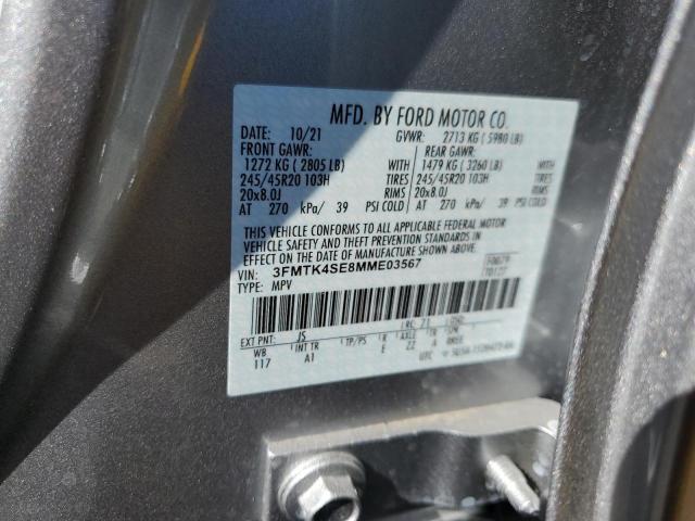 3FMTK4SE8MME03567 - 2021 FORD MUSTANG MA SILVER photo 10