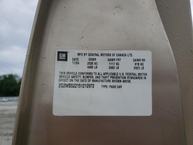 2G2WS522151212972 - 2005 PONTIAC GRAND PRIX GOLD photo 10