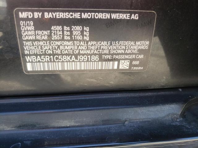 WBA5R1C58KAJ99186 - 2019 BMW 330I BLACK photo 10