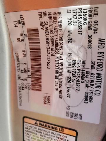 5LMEU88H34ZJ47653 - 2004 LINCOLN AVIATOR 银色 照片 10