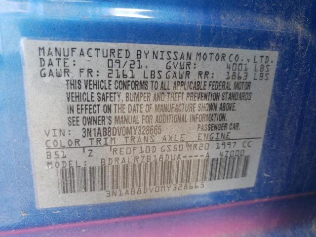 3N1AB8DV0MY328665 - 2021 NISSAN SENTRA SR BLUE photo 10