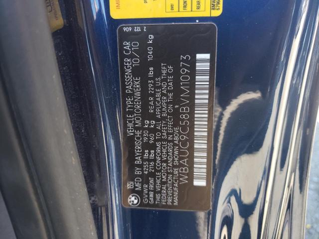 WBAUC9C58BVM10973 - 2011 BMW 135 I BLUE photo 10