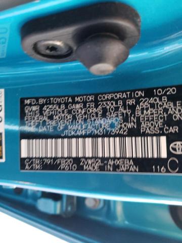 JTDKAMFP7M3173942 - 2021 TOYOTA PRIUS PRIM 蓝色 照片 10