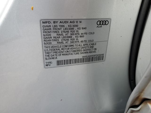 WA1LMAFE5FD013249 - 2015 AUDI Q7 TDI PRE SILVER photo 10