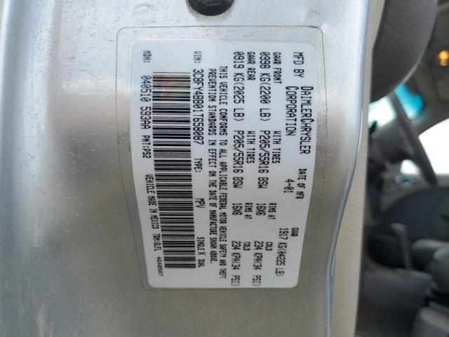 3C8FY4BB01T658087 - 2001 CHRYSLER PT CRUISER SILVER photo 10