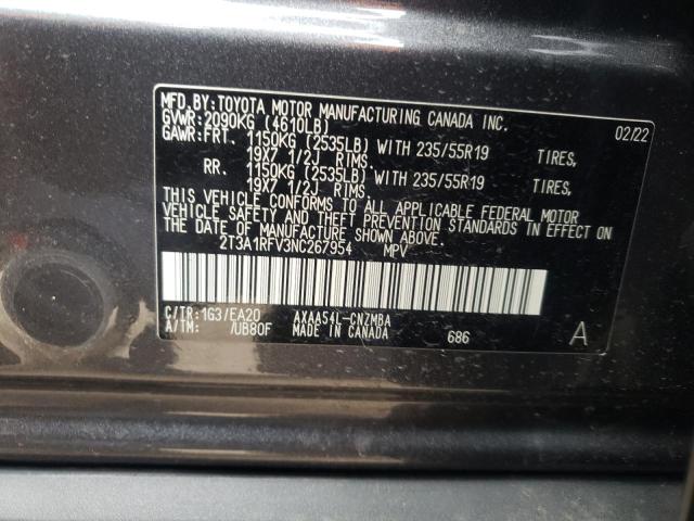 2T3A1RFV3NC267954 - 2022 TOYOTA RAV4 XLE P GRAY photo 10