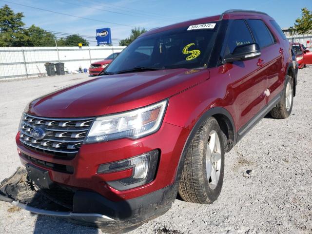 1FM5K8D82GGA05406 - 2016 FORD EXPLORER X RED photo 2