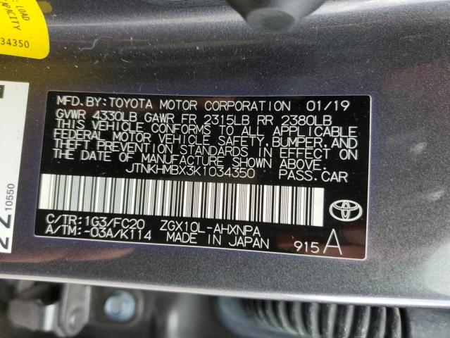 JTNKHMBX3K1034350 - 2019 TOYOTA C-HR XLE BLACK photo 10