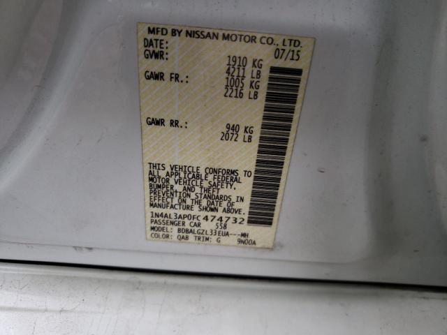 1N4AL3AP0FC474732 - 2015 NISSAN ALTIMA WHITE photo 10