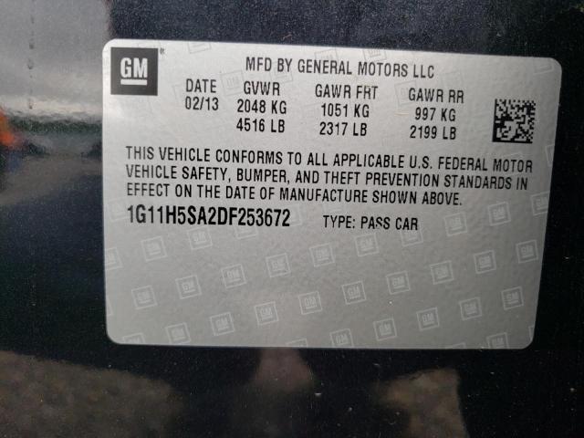 1G11H5SA2DF253672 - 2013 CHEVROLET MALIBU LTZ შავი ფოტო 10