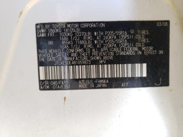 JTLKE50E481059873 - 2008 TOYOTA SCION XB  Foto 10