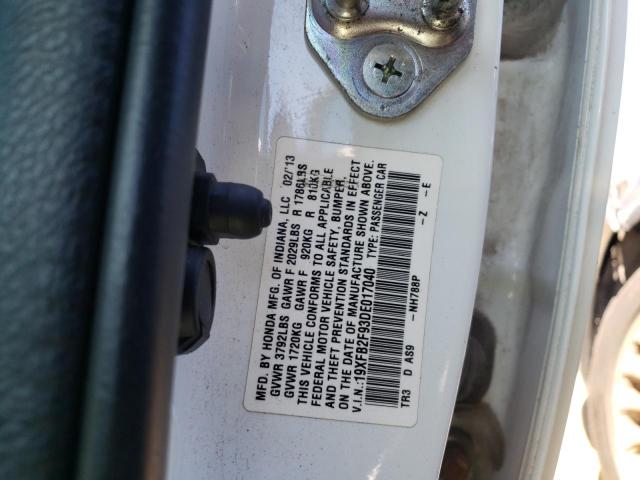 19XFB2F93DE017040 - 2013 HONDA CIVIC EXL Ağ foto 10