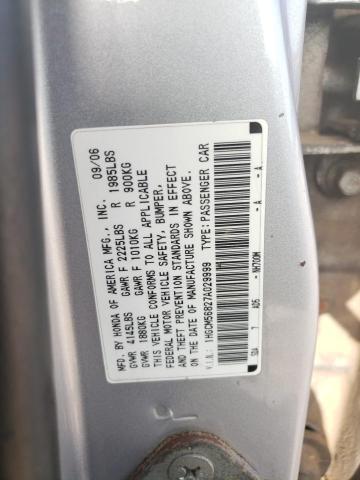 1HGCM56827A029999 - 2007 HONDA ACCORD EX SILVER photo 10