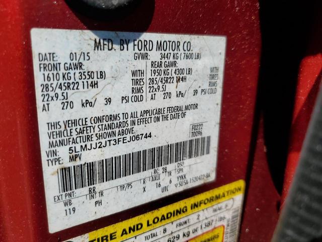 5LMJJ2JT3FEJ06744 - 2015 LINCOLN NAVIGATOR 红色 照片 10