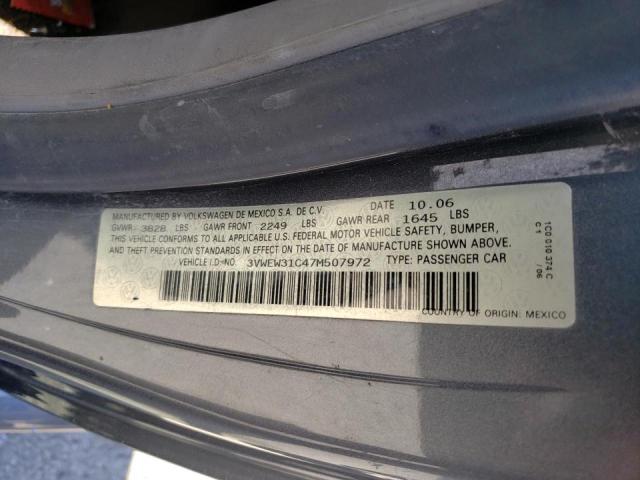 3VWEW31C47M507972 - 2007 VOLKSWAGEN NEW BEETLE 灰色 照片 10