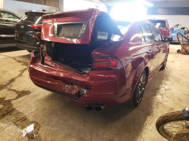 19UUA76508A014501 - 2008 ACURA TL TYPE S RED photo 4