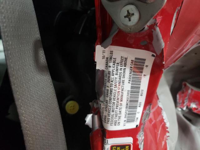 2HGFG3B08CH517410 - 2012 HONDA CIVIC EXL Qırmızı foto 10