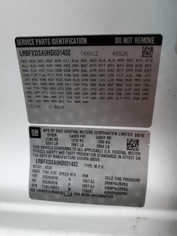 LRBFXDSA9HD031432 - 2017 BUICK ENVISION E WHITE photo 10