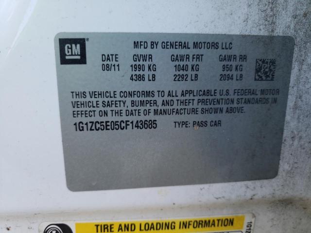 1G1ZC5E05CF143685 - 2012 CHEVROLET MALIBU 1LT 白色 照片 10