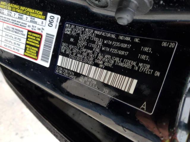 5TDZZ3DC0LS074961 - 2020 TOYOTA SIENNA L BLACK photo 10