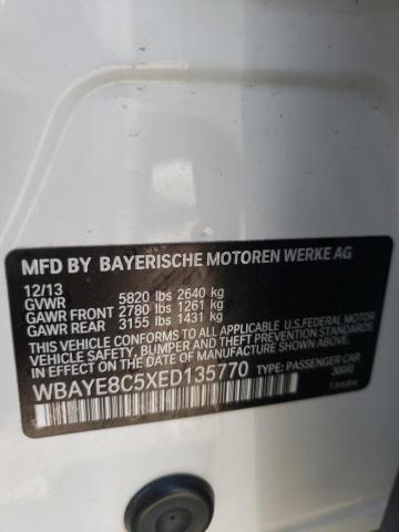 WBAYE8C5XED135770 - 2014 BMW 750 WHITE photo 10