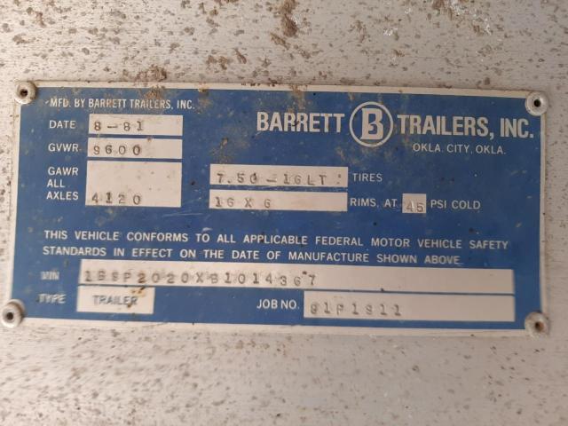 1B9P2020XB1014367 - 1989 BARR TRAILER SILVER photo 10