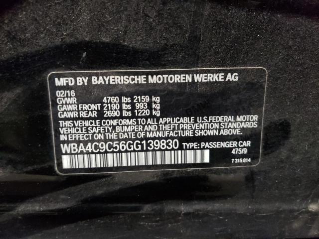 WBA4C9C56GG139830 - 2016 BMW 428 XI GRA BLACK photo 10