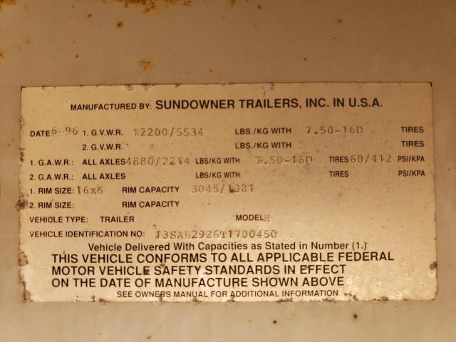 13SAH2926T1700450 - 1996 SUNW TRAILER SILVER photo 10