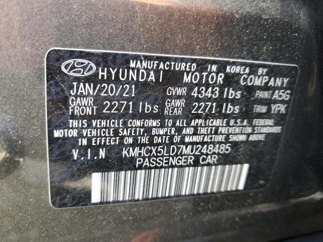 KMHCX5LD7MU248485 - 2021 HYUNDAI IONIQ LIMI GRAY photo 10