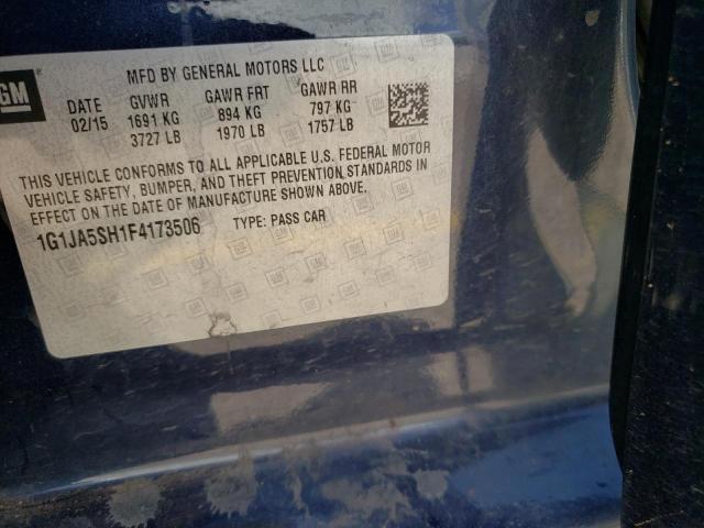 1G1JA5SH1F4173506 - 2015 CHEVROLET SONIC LS BLUE photo 10