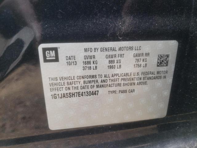 1G1JA5SH7E4130447 - 2014 CHEVROLET SONIC LS BLACK photo 10