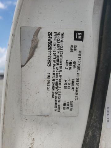 2G4WB52K111278925 - 2001 BUICK REGAL LS 白色 照片 10