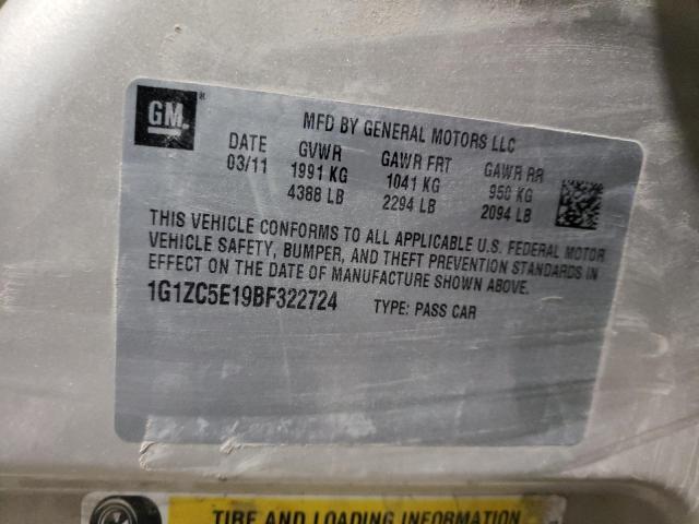 1G1ZC5E19BF322724 - 2011 CHEVROLET MALIBU 1LT ვერცხლისფერი ფოტო 10