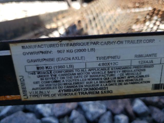 4YMBU0812KM004831 - 2019 UTILITY TRAILER ყავისფერი ფოტო 10