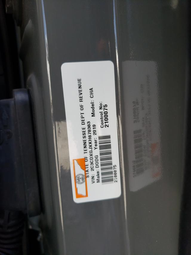 2C3CDXGJXKH678363 - 2019 DODGE CHARGER SC GRAY photo 10