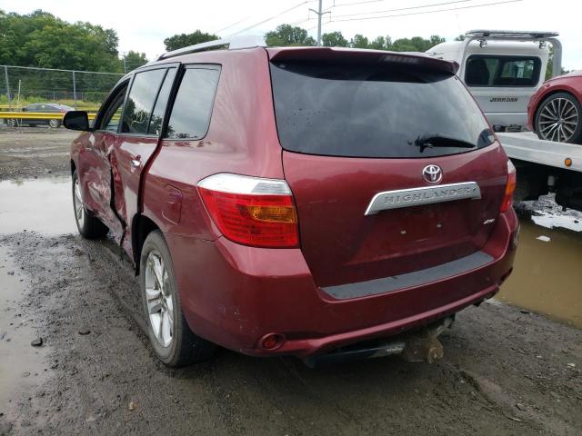 5TDDK3EH5AS007326 - 2010 TOYOTA HIGHLANDER BURGUNDY photo 3