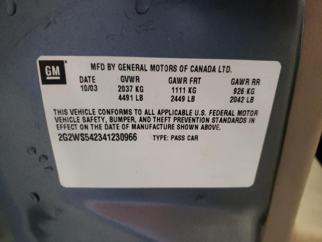 2G2WS542341230966 - 2004 PONTIAC GRAND PRIX Күміс фото 10