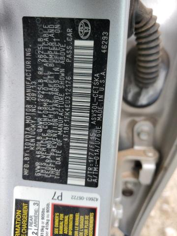 4T1BF1FK4EU312176 - 2014 TOYOTA CAMRY L SILVER photo 10